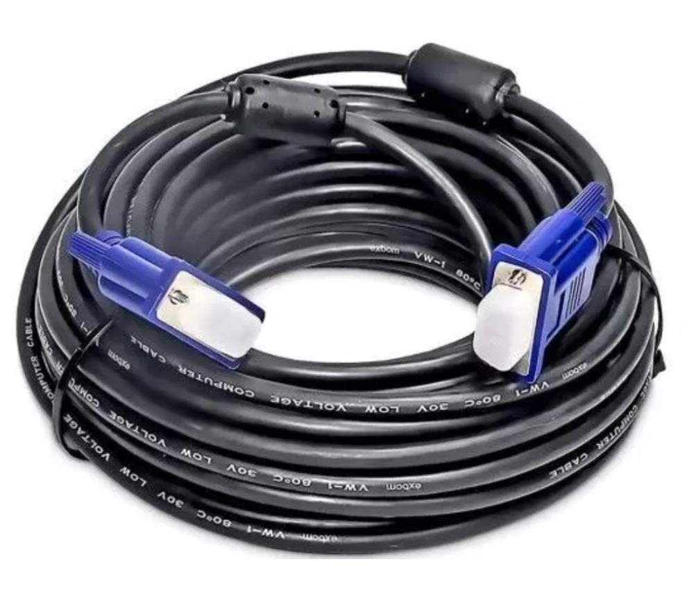 Cabo Para Monitor e Projetor VGA DB15 Com Filtro 5 Metros Preto