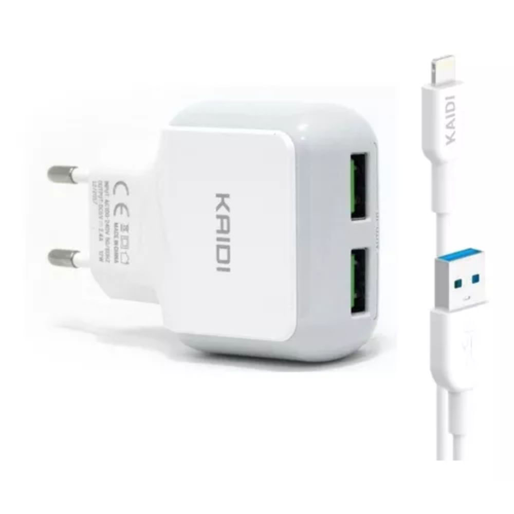 Carregador de Parede USB KAIDI Apple + Cabo de dados Lightning