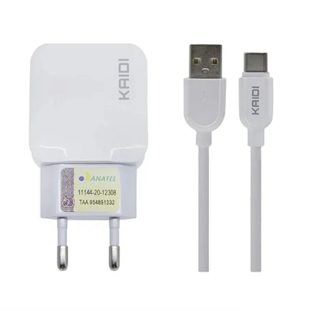 Carregador de Parede USB KAIDI Android + Cabo de dados Tipo-C