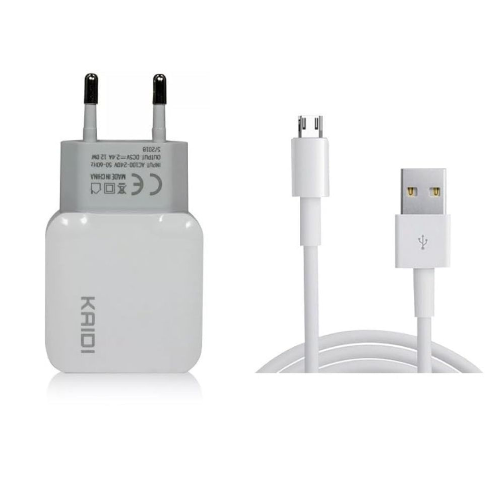 Carregador de Parede USB KAIDI Android + Cabo de dados Micro USB