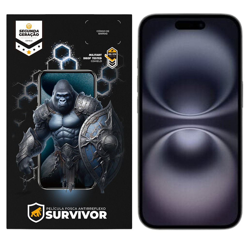 Película para iPhone 16 com Aplicador - Survivor Fosca - Gshield