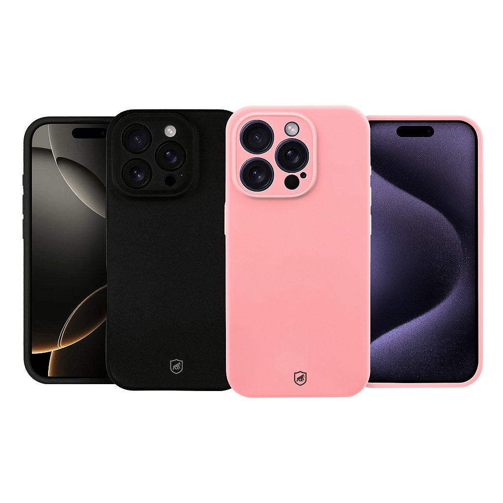 Capa para iPhone - Silicon Premium - Preta / Rosa - Gshield