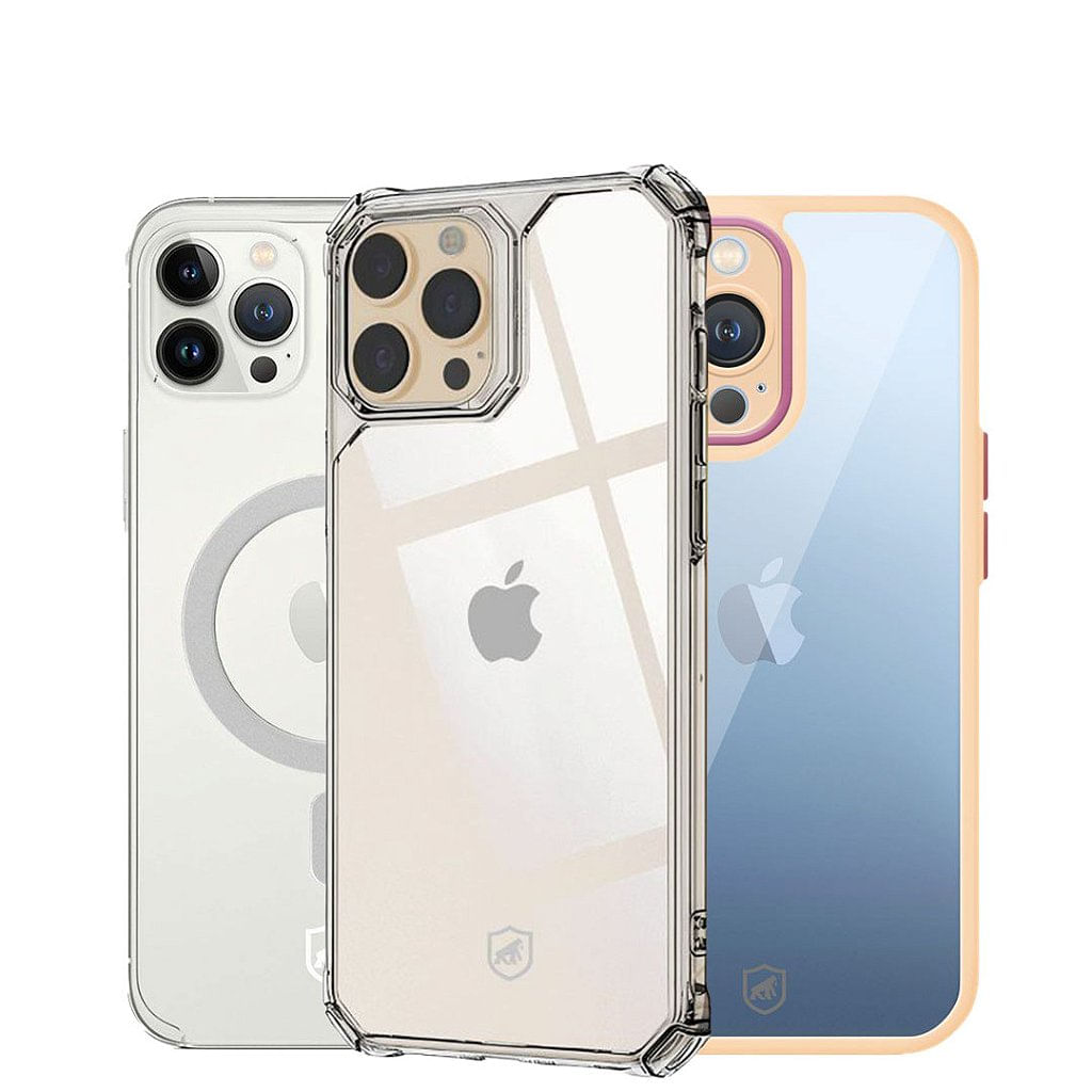 BLACK FRIDAY - Combo 3 em 1 - Capa Lite Rosa + Clear Proof + Magsafe Transparente para iPhone - Gshield
