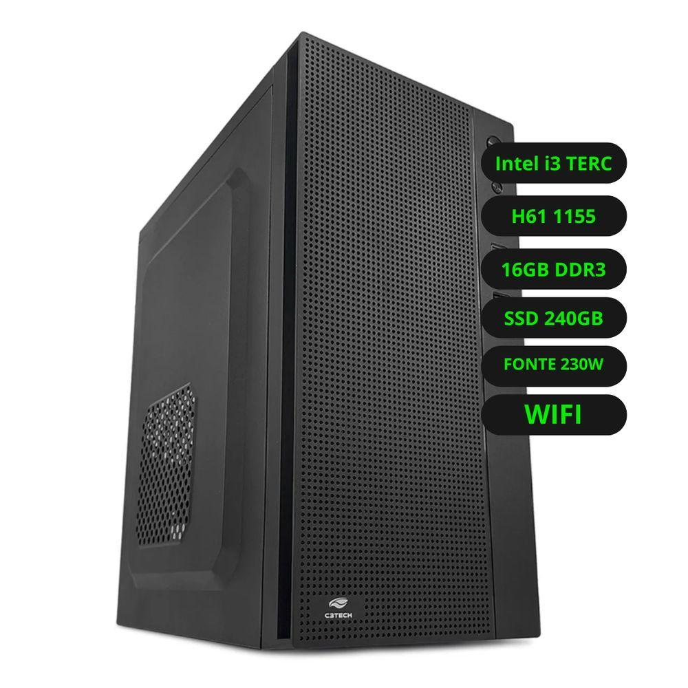 Computador Cpu Intel Core I3 Terceira Geração Placa Mãe H61 Memoria Ram 8gb Ssd 240gb Wifi Fonte 230w Bivolt
