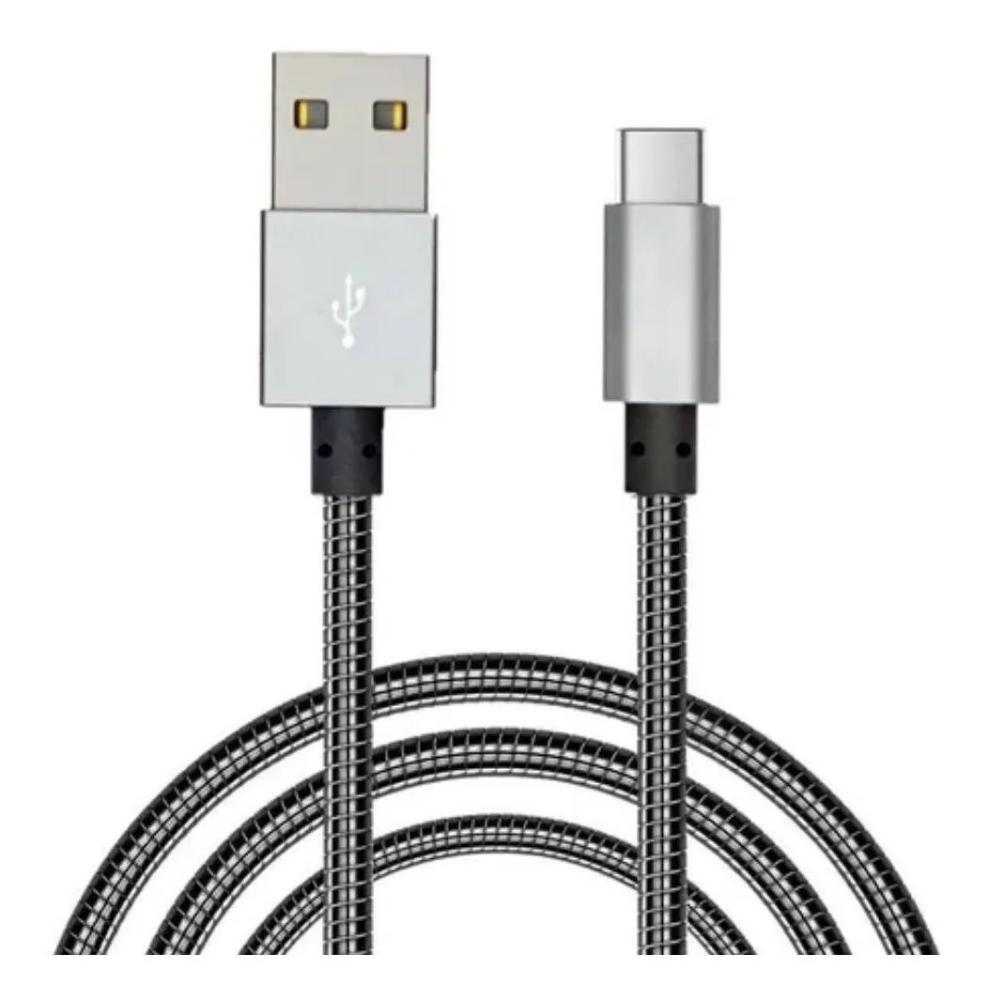 Cabo USB 3.1 Tipo C Turbo Fast Charge Metal Reforçado Type C Prata