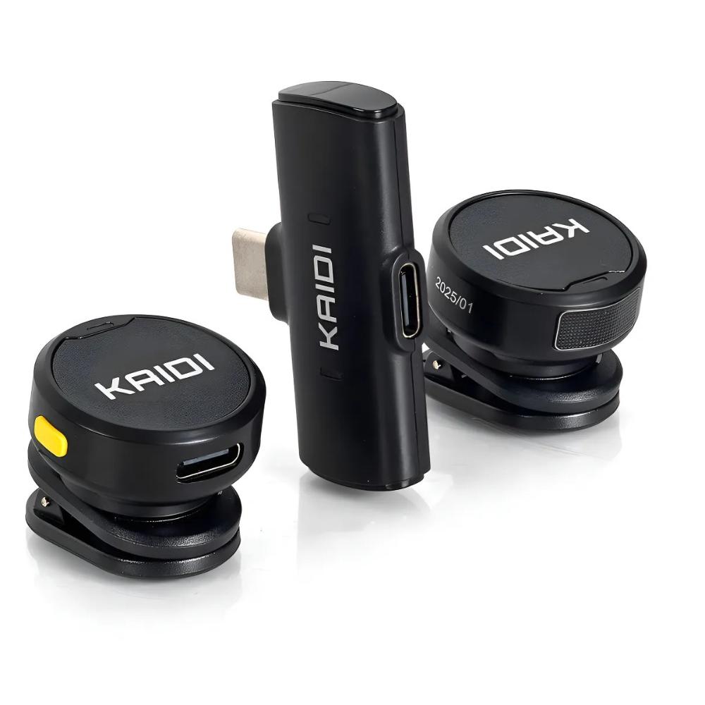 Microfone Lapela  Redondo Sem Fio Type C  Android KMF4-C Preto