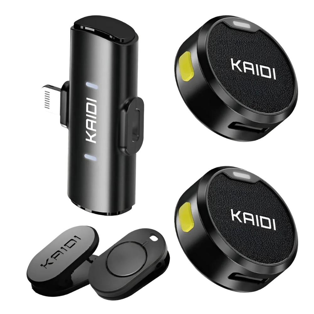 Microfone Lapela  Redondo com Imã Sem Fio Para iPhone 8 ao 14 - KMF4-A