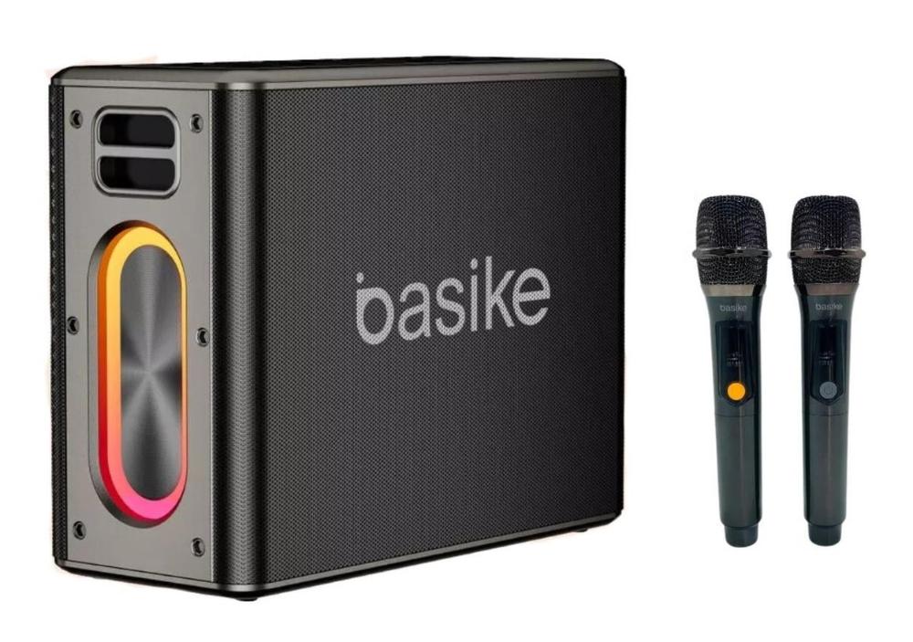 Caixa De Som Bluetooth  Karaokê Rgb 120W  Com 2 Microfones Sem Fio  Basike