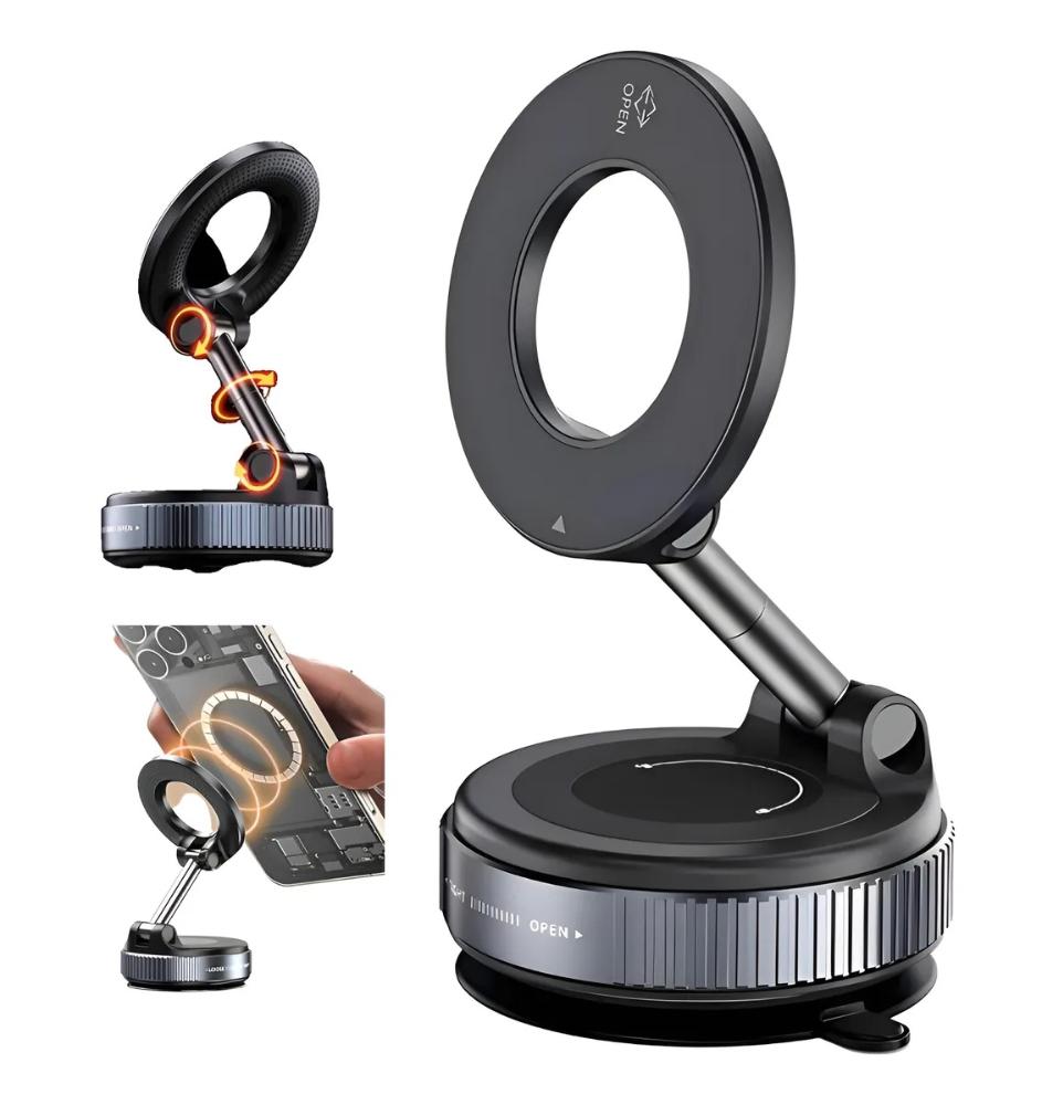 Suporte Magnético Dobrável Rotativo Para Celular Com Ventosa 360°