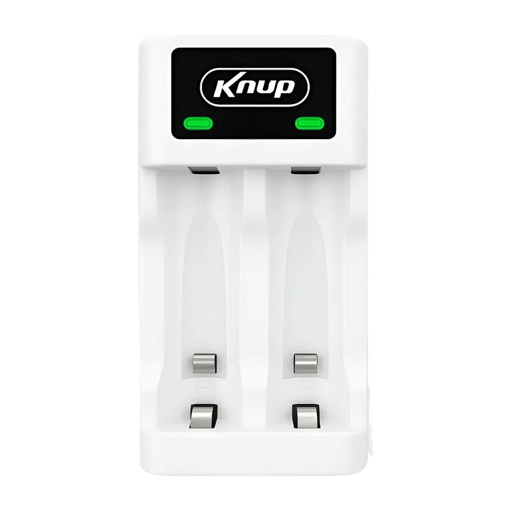 Carregador de Pilhas e Baterias Recarregáveis - Branco - KNUP
