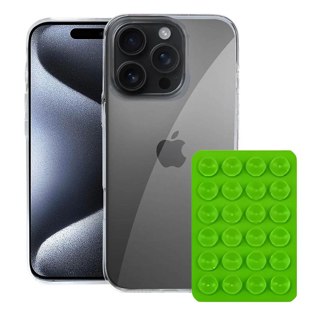 Kit Capa Crystal Slim para Iphone 15 Pro Max +  Ventosa - VERDE - Gshield