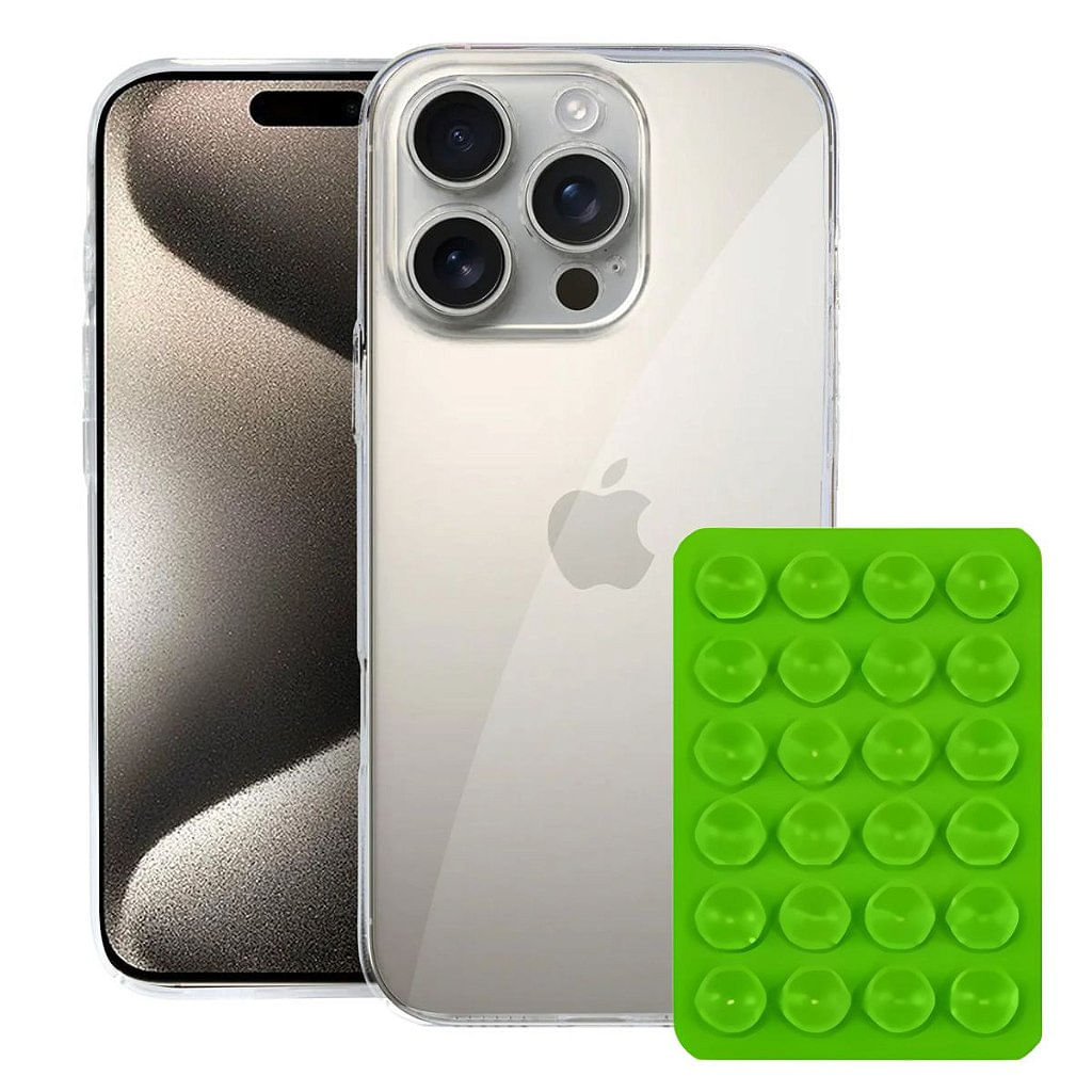 Kit Capa Crystal Slim para Iphone 15 Pro +  Ventosa - VERDE - Gshield