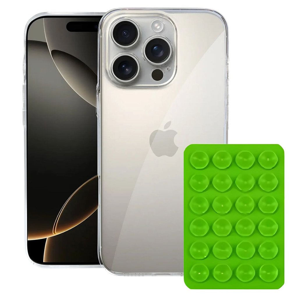 Kit Capa Crystal Slim para Iphone 16 Pro +  Ventosa - VERDE - Gshield