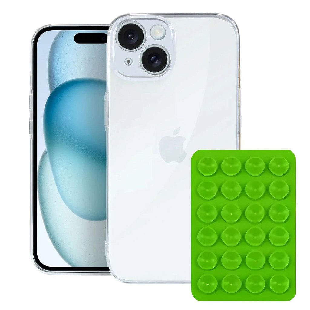 Kit Capa Crystal Slim para Iphone 15 +  Ventosa - VERDE - Gshield