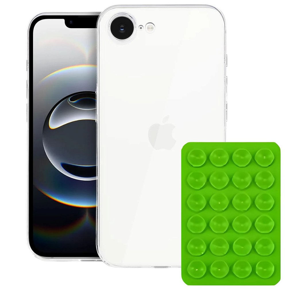 Kit Capa Crystal Slim para Iphone 16E +  Ventosa - VERDE - Gshield