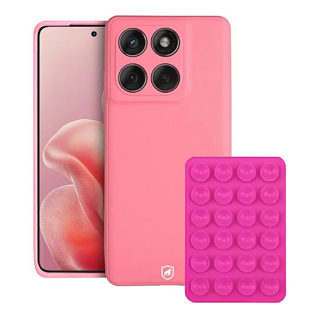 Capa Silicon Veloz para Motorola Moto Edge 60 + Ventosa - Rosa - Gshield
