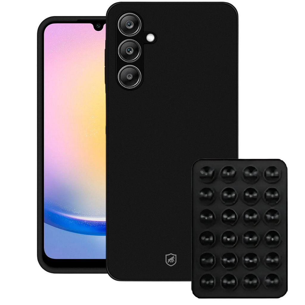 Kit Capa Silicon Veloz para Samsung Galaxy A25 5G + Ventosa - Preta - Gshield