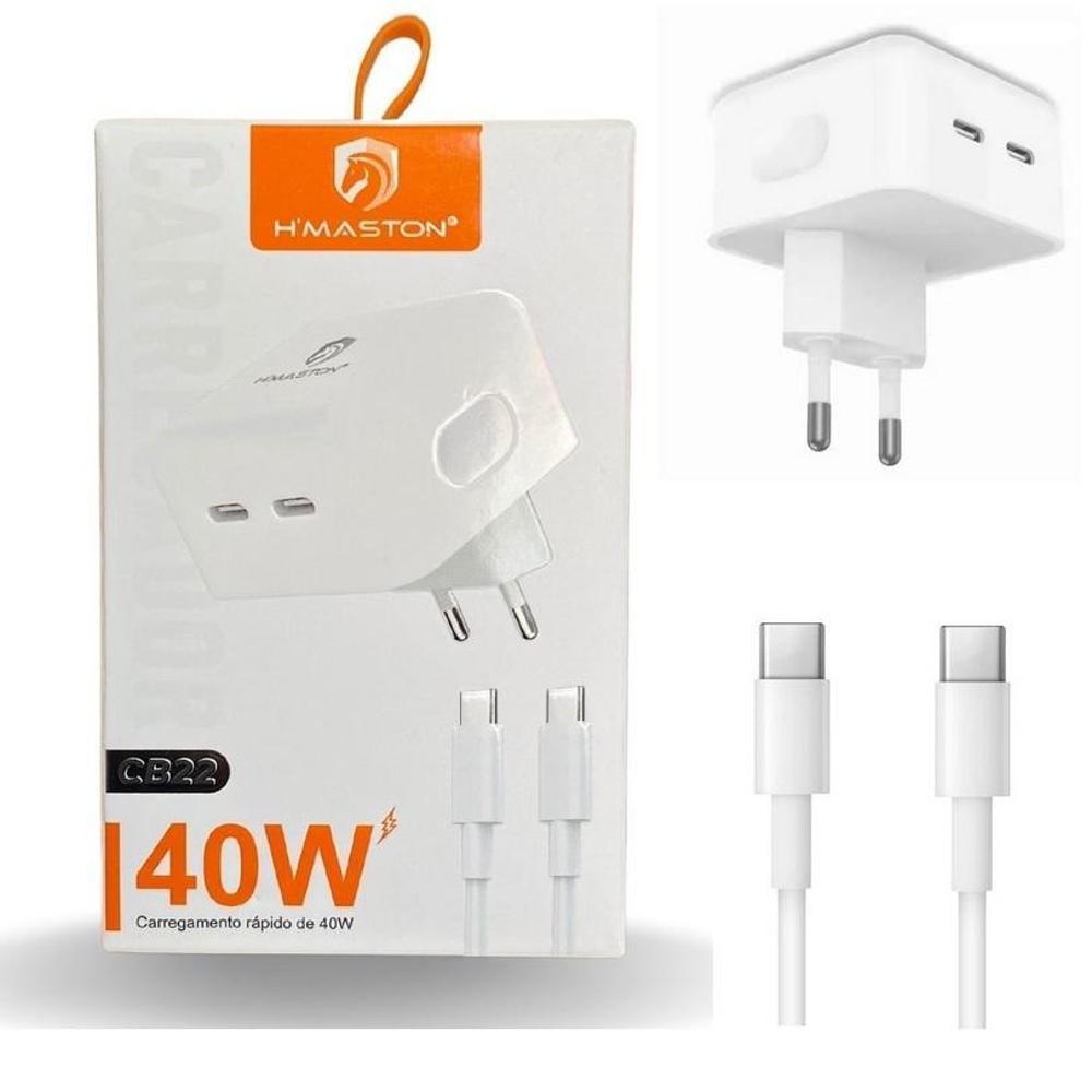 Carregador Turbo Duplo Type-C Para Galaxy S10 S24 S25 S26 Plus 40w